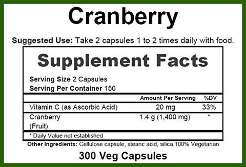 Cranberry – Suplemento de Frutas – 300 cápsulas – Embalagem Verde – 300 g - GreenPacks