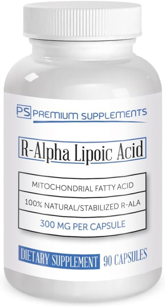 Premium-supplements - R-LIPOIC Acid 300MG Puro – 90 Cápsulas  – Máxima Potência