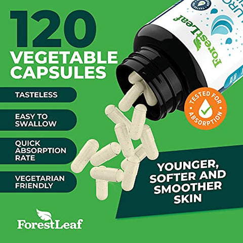 Cápsulas Vegetais de Ácido Hialurônico – 120 Cápsulas – 100mg Ácido Hialurônico Dietético 50mg Vitamina C Articular - ForestLeaf