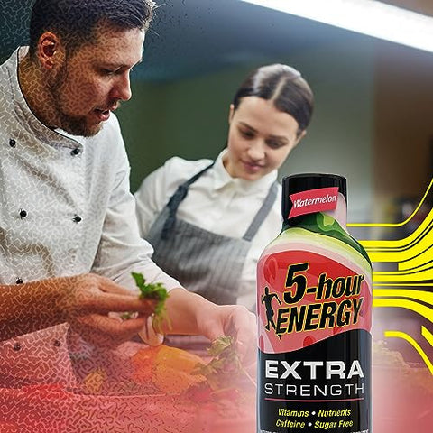 Shot Extra Strength Melancia 30 Pack – Energético de 5 horas com sabor de melancia, embalagem com 30 unidades - 5-hour ENERGY