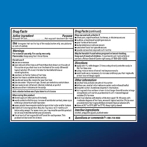 Minoxidil Solução Tópica 5% Tratamento Extra Forte para Crescimento Capilar Masculino 6 Meses Sem Fragrância 60 ml Pacote com 6 - Amazon Basic Care