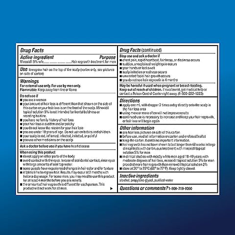 Minoxidil Solução Tópica 5% Tratamento Extra Forte para Crescimento Capilar Masculino 6 Meses Sem Fragrância 60 ml Pacote com 6 - Amazon Basic Care