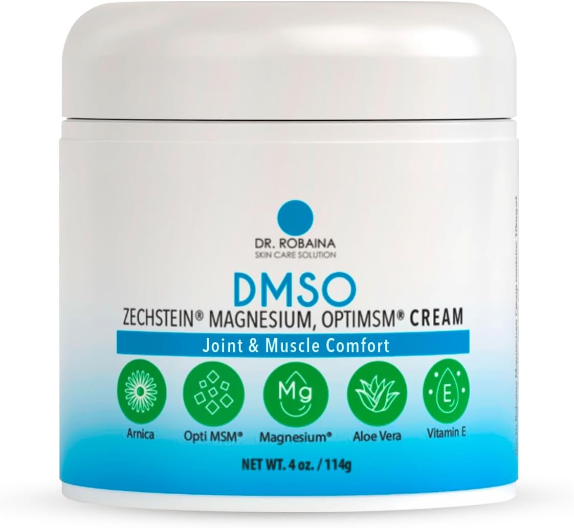 Creme DMSO – Grau Farmacêutico Puro 99,9% | Fórmula Alívio da Pele com Magnésio Zechstein, Arnica, Aloe Vera, Vitamina E | Muscular - Dr. Robaina
