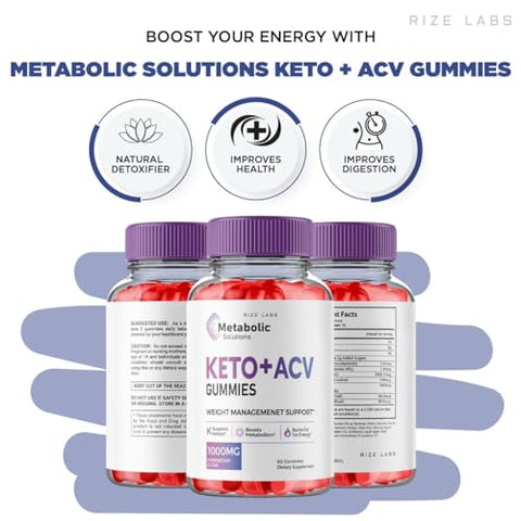 rize labs - (3 Pacotes) Gomas Metabolic Solutions Keto ACV, Avançado para Perda de Peso, Fórmula Avançada, Avaliações Metabolicsolutions (180 Gomas)