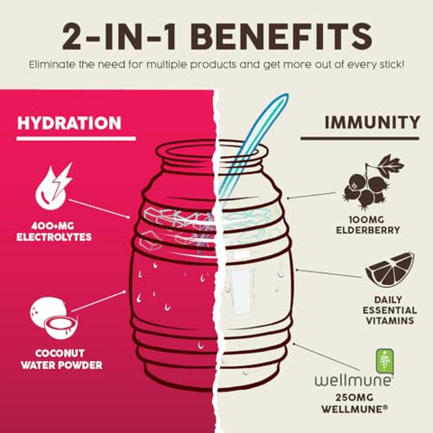 Taste Salud - Salud Hibiscus – Jamaica Agua Fresca em Pó, Sachês de Hidratação 2 em 1 com Eletrólitos, Sabores de Sabugueiro e Lácteo – 10g