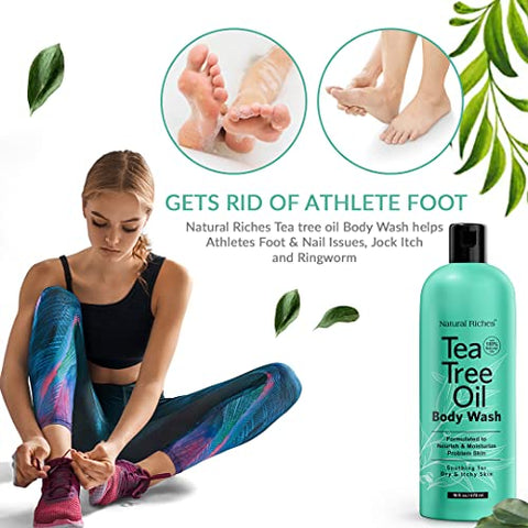 Óleo de Melaleuca Natural Riches Body Wash, 2×480 ml – Calmante, Hidratante e Suave para Pele Normal, Mista, Sensível, Oleosa e Seca