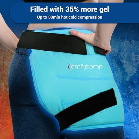 Envoltório de Gelo para Quadril Comfytemp Grande para Ciática, Substituição de Quadril, Fratura, Alívio da Dor, Elegível para FSA HSA, Gel Reutilizável para Lesões, Suporte de Compressão Fria para Quadril Físico