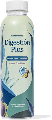 Digestion Plus: Bebida Concentrada de Agave Azul, 30 Porções, Sabor Maracujá, Vegano, Sem Glúten, Não-OGM, Sem Açúcar Adicionado - Santo Remedio