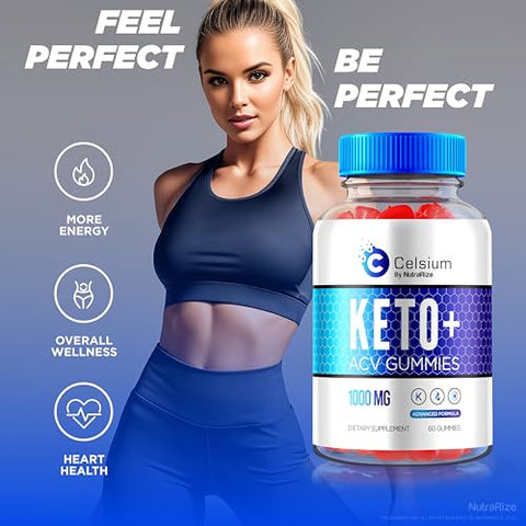 NutraRize - Celsium Keto ACV Gummies – Fórmula Avançada, Max Potência, 1000MG Vinagre de Maçã, Keto Plus – Oficial