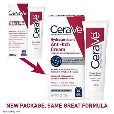 Creme Anti-Coceira 1%% Hidrocortisona | Alívio sem Fragrância para Pele com Tendência a Eczema - CeraVe