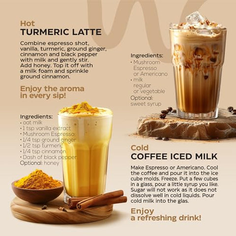 Wellneum - Café de Cogumelo – Mix de 9 Adaptógenos de Cogumelo – Cogumelo do Leão, Chaga, Cauda de Peru, Reishi, Shiitake – Café de Cogumelo Instantâneo para Saúde Intestinal, Imunidade e Estimulação Cerebral – Amigo da Dieta Keto