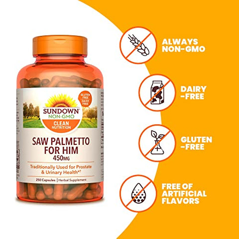 Saw Palmetto – Suporte à saúde masculina, 250 cápsulas, marca Sundown - Sundown
