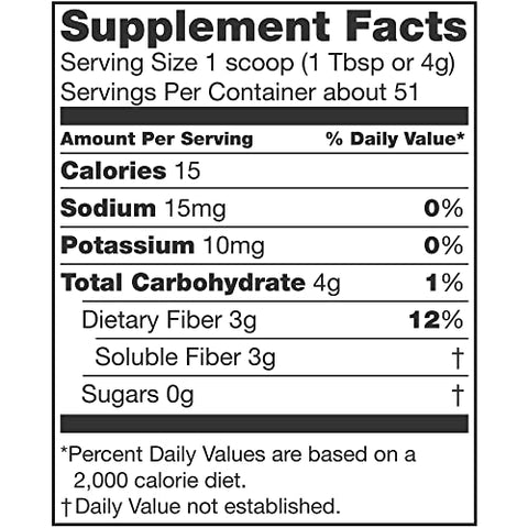 NESTLE NUTRITIONAL - NutriSOURCE – Suplemento de Fibra em Pó Sabor Neutro 15 Calorias / 1 colher de sopa (4 g) Embalagem em Pó 205 g – Cada 1