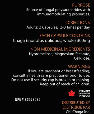 CHI CHAGA - Chaga Mushroom Capsules – 120 Cápsulas Vegetarianas para Apoio à Saúde Imunológica