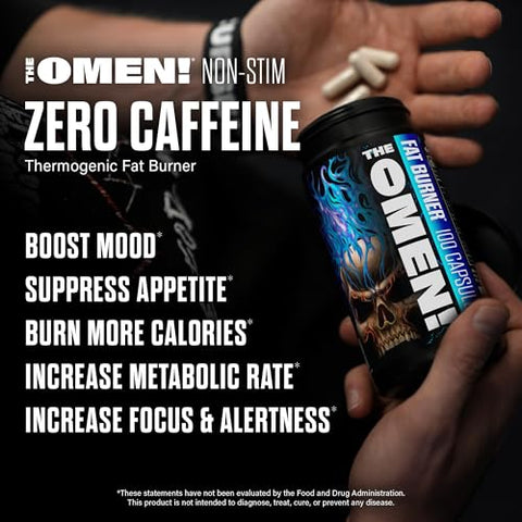 The Omen! Queimador de Gordura Termogênico sem Estimulantes – Suplemento Dietético Livre de Cafeína para Homens - JNX SPORTS