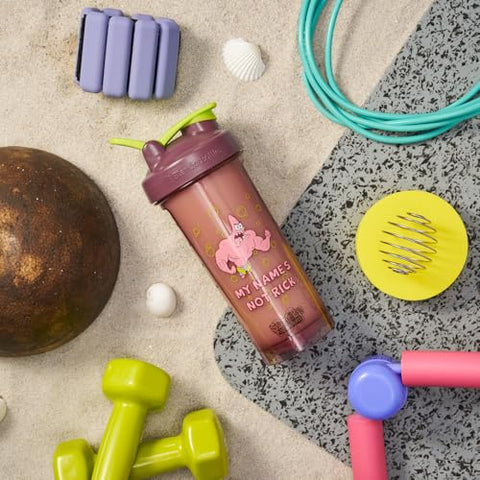 Spongebob Shaker Bottle Pro Series – Garrafa Shakeira Perfeita para Shakes de Proteína e Pré-Treino, 28 ml, Vermelha, Meu Nome Não é Rick - BlenderBottle