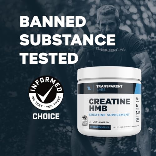 Creatine HMB – Pó de Monohidrato de Creatina com HMB para Crescimento Muscular, Aumento de Força, Energia Aprimorada e Desempenho Atlético Melhorado – 30g - Transparent Labs