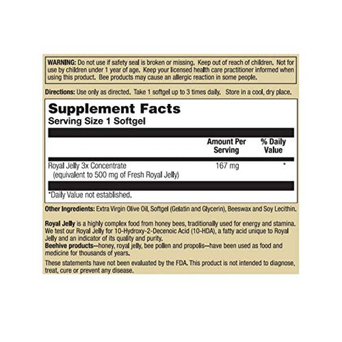 Mel – Honey Gardens Premier One Royal Jelly 500mg | 60 CT | 60 Cápsulas | 500mg | Real Jelly | Mel Puro | 60 Unidades