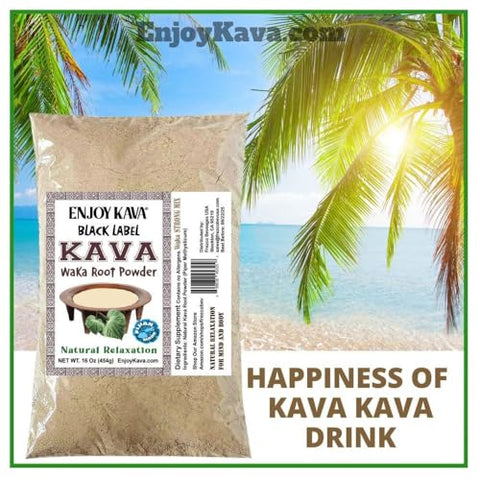 Enjoy Kava - Aproveite Kava® Pó de Raiz de Kava Nobre (16 Oz Bag) Bebida de Kava Herbal … Black Label – 100% Natural e Autêntico