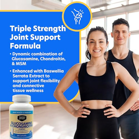 berkley jensen - Berkley Jensen Complexo de Glucosamina Condroitina MSM Boswellia – Suplemento Dietético Avançado de Triplo Fortalecimento para Articulações, Ligamentos, Tendões, Ossos e Suporte de Tecido Conjuntivo, 200g