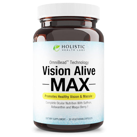 Holistic Health Labs - Visão Viva Max com 8 Ingredientes Naturais Lutemax® 2020, Mirtilos, Mirtilos Azuis, c3g de Groselha Negra, Maqui Berry, Açafrão e Astaxantina (30 Unidades)