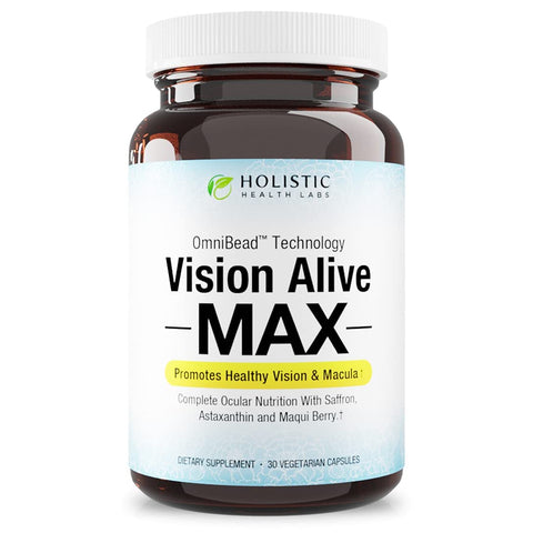 Holistic Health Labs - Visão Viva Max com 8 Ingredientes Naturais Lutemax® 2020, Mirtilos, Mirtilos Azuis, c3g de Groselha Negra, Maqui Berry, Açafrão e Astaxantina (30 Unidades)