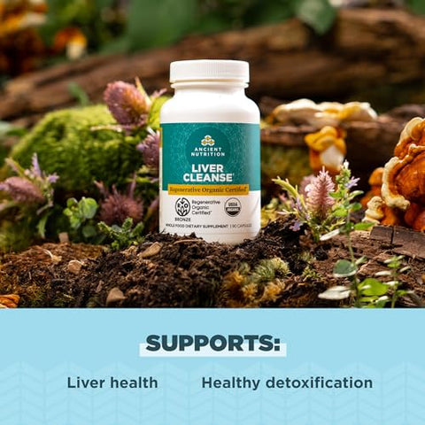 Limpeza do Fígado Certificada Orgânica Regenerativa com Cardo Mariano e Bardana – 60 cápsulas - Ancient Nutrition