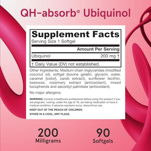 QH-Absorb 200 mg – Co-Q10 Antioxidante Ativo – Suplemento Alimentar – Suporta Produção de Energia Mitocondrial - Jarrow Formulas