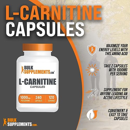 Suplemento de L-Carnitina 1000mg em Cápsulas – BulkSupplements.com, 240 Cápsulas (Embalagem de 1)