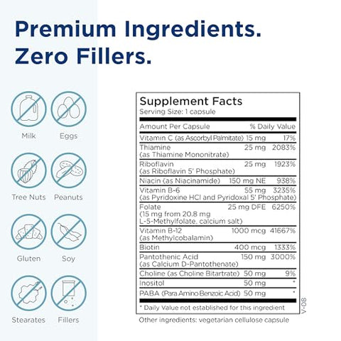 B Complex 15mg L-Methylfolate – Suplemento de Vitamina B Complexo Folate de Força Profissional para Energia, Humor e Suporte Imunológico – Vitamina B12, Vitamina B6, Vitamina C - MethylPro