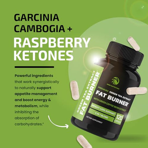 Nobi Nutrition - Pílulas de Emagrecimento com Chá Verde e Extrato de Café Verde | Queimador de Gordura Abdominal, Acelerador de Metabolismo