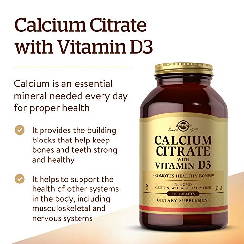 SOLGAR - Solgar Cálcio Citrato com Vitamina D3, 240 Comprimidos – Promove Ossos Saudáveis