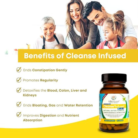 Cleanse Infused Plus – Limpeza Premium do Cólon com Magnésio Oxigenado, Ervas e Enzimas, Ajuda a Aliviar a Prisão de Ventre Suavemente, Desintoxica Sangue e Cólon – Marca Life Infused - Life Infused