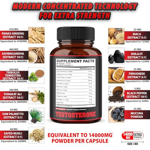 agobi - 2 Pacotes 60 Cápsulas – Impulsionador de Testosterona para Homens, Construção Muscular, Energia