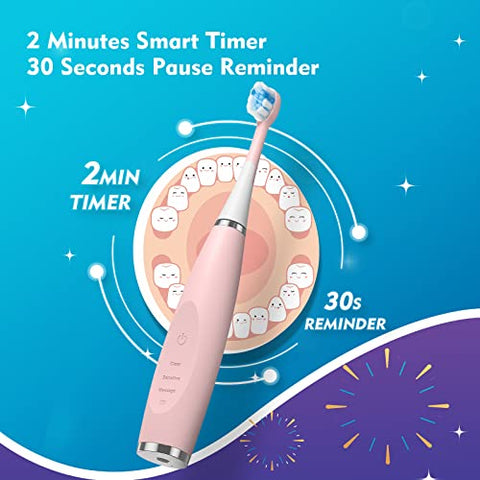 FUMEIKANG - Escova de Dentes Elétrica Infantil Recarregável Sonic Presente para Meninos e Meninas com Temporizador Inteligente – Azul 3 4 5 6 7 8 9 10 11 12 (Azul)