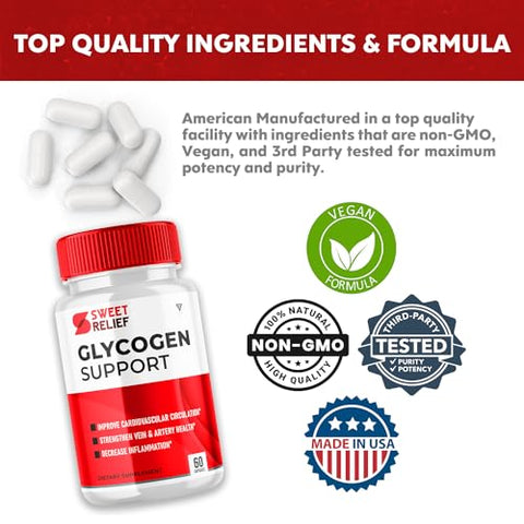 Fyvus - (3 Pacotes) Sweet Relief Suporte de Glicogênio para Articulações e Limpeza de Vasos Sanguíneos, Cápsulas de Suplemento Sweetrelief Glycogen Support, Glucogen O Neil Glyco Optimizer Limpeza e Controle