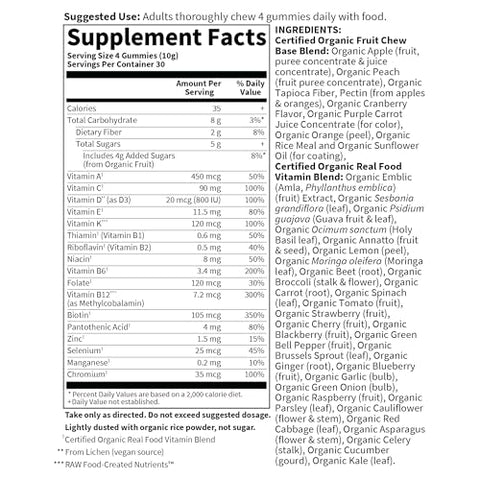 Organics Gummy Vitamins para Homens – Berry – Certificado Orgânico, Não-OGM, Vegano, Kosher – Multi Completo com Methyl B12, C - Garden of Life