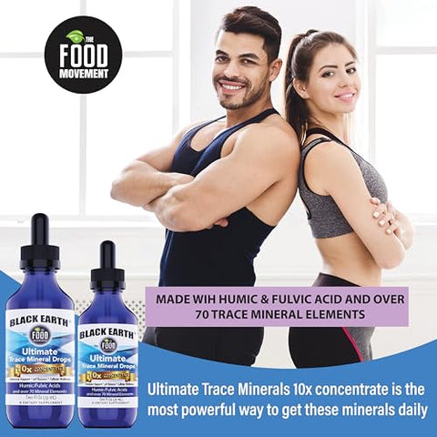 THE FOOD MOVEMENT CO. - Black Earth Ultimate Trace Minerals 10x Força, Ácido Fúlvico – 100ml