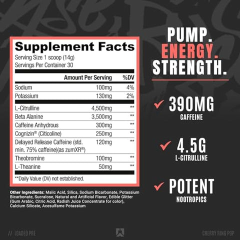 RYSE Up Supplements - Ryse Loaded Pré-Treino em Pó para Homens – Energia e Desempenho Máximo