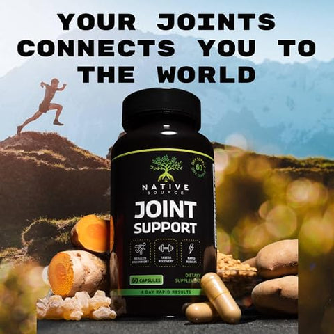 Native Source - Suplemento de Suporte Articular | Extrato de Cúrcuma, Extrato de Sementes de Tamarindo, Extrato de Boswellia, Extrato de Feno-Grego | Fornecimento de 60 Dias | Suplemento Alimentar