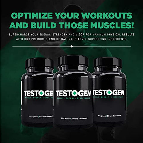 Suplemento Natural para Níveis de Testosterona em Homens – Fórmula Herbal de Aumento Masculino com Magnésio, Zinco, Feno-Grego, Ginseng Vermelho e Mais para Resistência – 1 Mês de Fornecimento - TestoGen