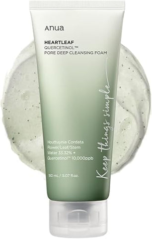 Heartleaf Quercetinol Espuma de Limpeza Profunda dos Poros, Limpeza Facial, para Dupla Limpeza, BHA, Ácido Hialurônico, Glicerina, Limpador Facial, Removedor de Cravos, Cuidados com a Pele Coreana - ANUA