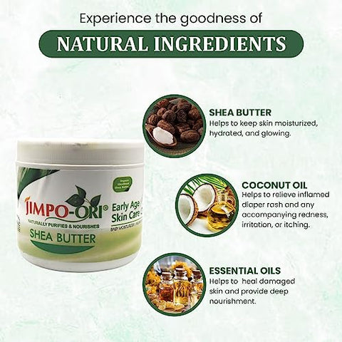 Jimpo-ORI - Creme para Bebê Early Age – Tratamento para Assaduras, Dermatite, Crostas de Berço, Pomada de Manteiga de Karité para Estrias, Hidratação Natural (100g)