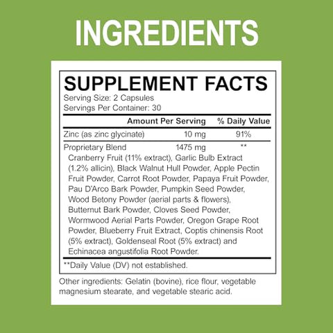 Para Cleanse – Suplemento Intestinal para Adultos – Apoio à Saúde do Intestino – Complexo de Artemísia e Nogueira Preta – Detox e Proteção para Humanos - DR. BO
