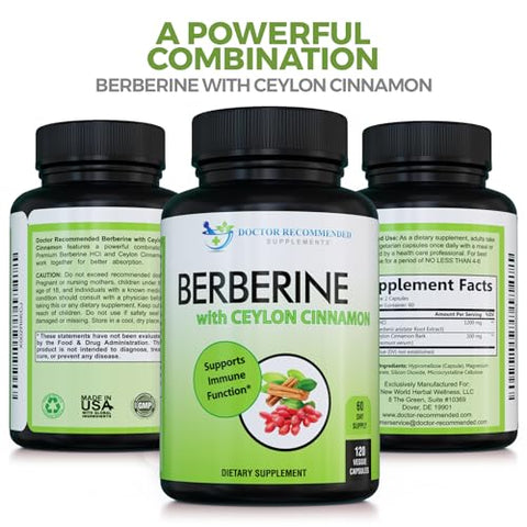 DOCTOR RECOMMENDED SUPPLEMENTS - Berberina com Canela do Ceilão – 1200mg. Recomendado por médicos