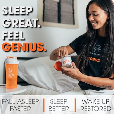 The Genius Brand - Genius Sleep AID – Pílulas Inteligentes para Dormir – Potencializador de Relaxamento e Suporte ao Humor com Inositol e L-Theanine