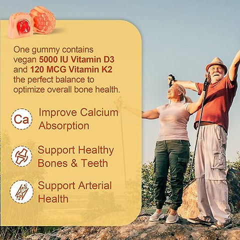 NEVISS - Vitamina D3 K2 Gomas Recheadas com Complexo de Vitamina B – Methyl B12, B9, B6 | Vitamina E | 5000UI D3 K2 (MK-7) 120mcg | Sem Açúcar