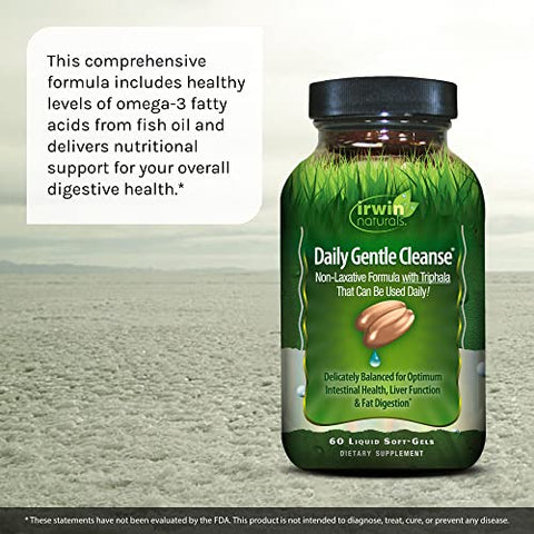 Daily Gentle Cleanse – 60 Soft-Gels Líquidos, Pack de 2 – Fórmula Não-Laxante com Triphala - Irwin Naturals