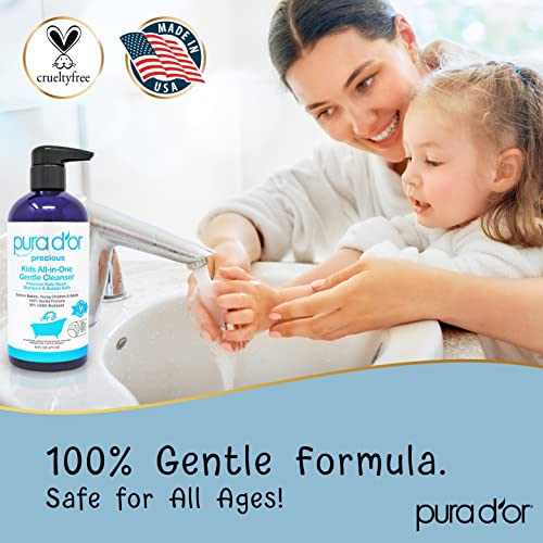 PURA D'OR - PURA D’OR Kids Wash 473 ml – Limpeza Suave 3 em 1 – Biobaseado pelo USDA, Sem Sulfato, Sem Lágrimas, Hipoalergênico, Premium, Shampoo