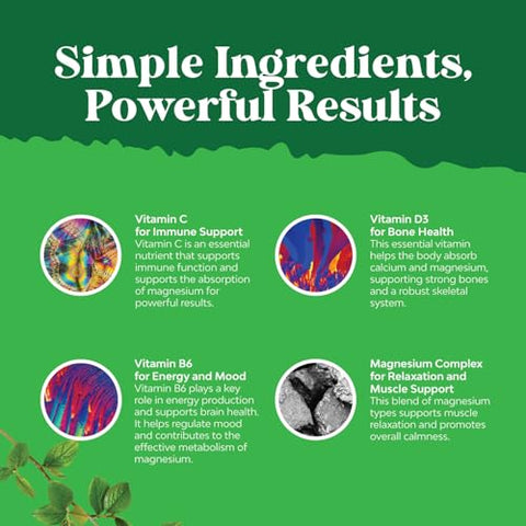 Natures Craft - Magnésio Glicinato Mastigável Sem Açúcar – Mastigável de Magnésio para Adultos | 60 comprimidos | 1000mg